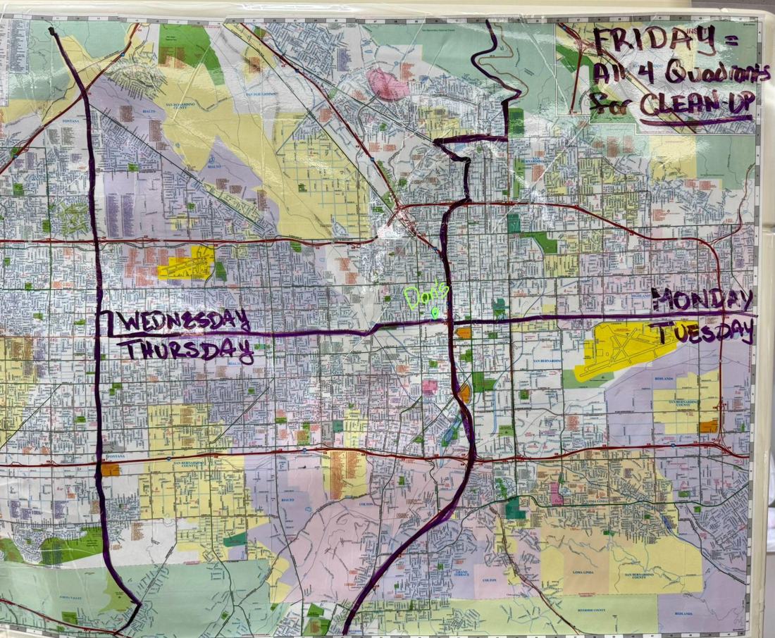 Hand-drawn delivery quadrant map